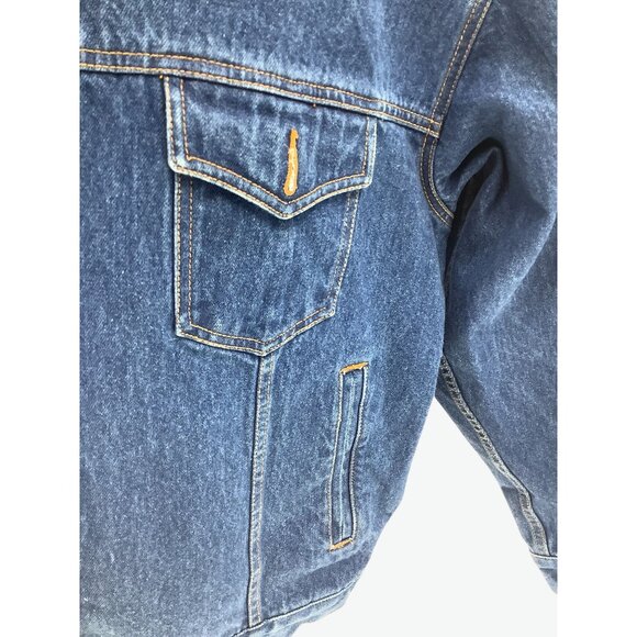 Vintage 90's Marlboro Country Store Denim Jacket Leather Collar Size XL - Picture 2 of 13